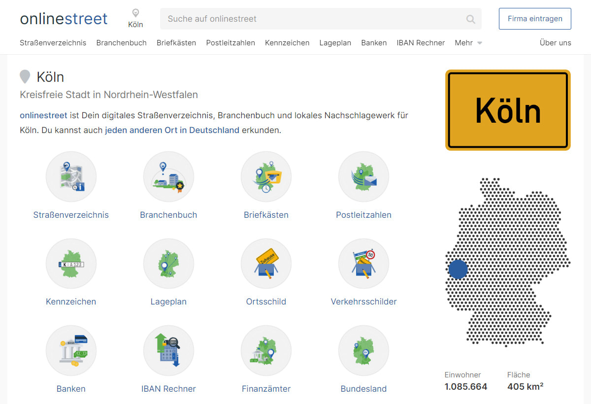 onlinestreet.de - Digitales Branchenbuch und Nachschlagewerk für Deutschland
